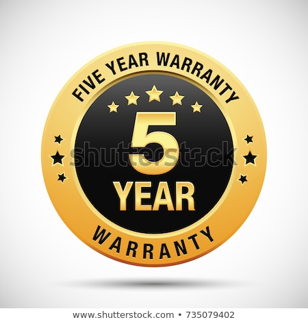 Foto stock: 5 Years Warranty Golden Vector Icon Button