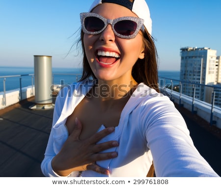 Stok fotoğraf: Attractive Sexy Girl In White Top