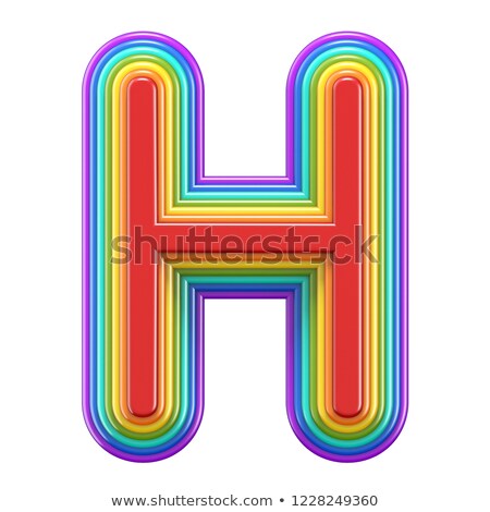 ストックフォト: Concentric Rainbow Font Letter H 3d