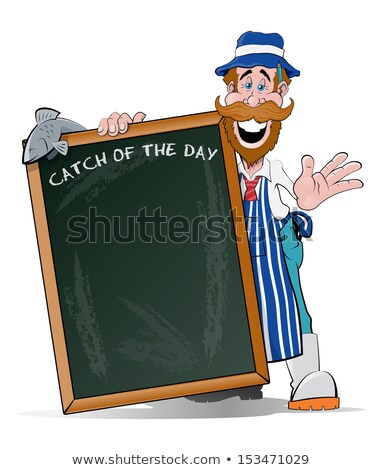 Foto stock: Waving Cartoon Fisherman