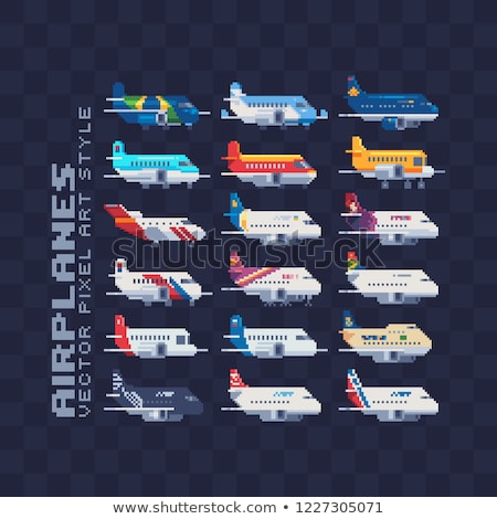 Zdjęcia stock: Plane Airplane Aeroplane Pixel Video Game Art Icon