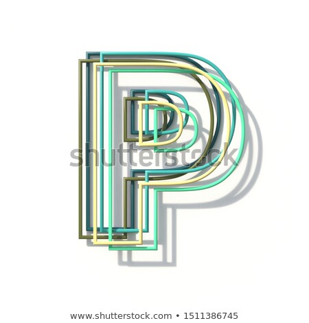 Stock fotó: Three Colors Line Font Letter P 3d