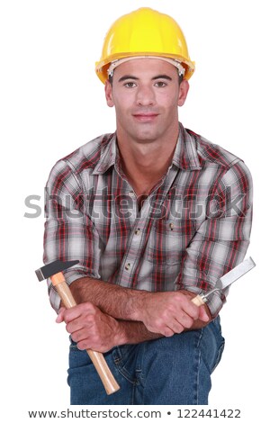 [[stock_photo]]: Carpenter Stood With Hammer And Chisel