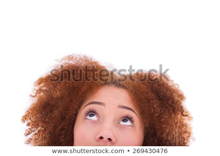 ストックフォト: Woman Looking Up Isolated On White Background