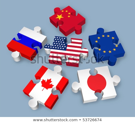 Stok fotoğraf: Japan And Canada Flags In Puzzle