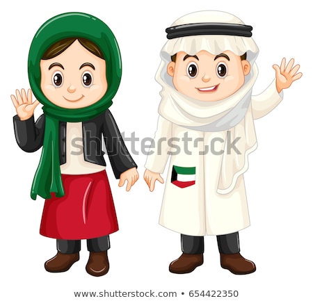 Foto stock: Boy In Kuwait Costume Waving Hand
