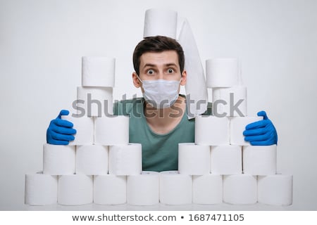 Stock photo: Frightened Man Is Protected By Hands