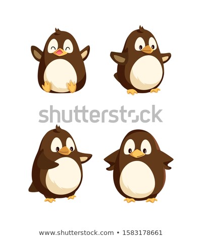 Сток-фото: Penguins Showing Emotions Animal Isolated Icons