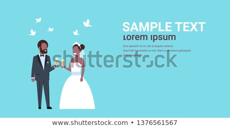 Stok fotoğraf: Bride And Groom Wedding African American Couple Flying On A Bo