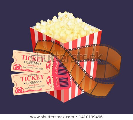 Сток-фото: Kettle Corn And Coupons Cinema Roll Film Vector