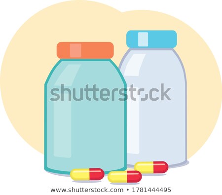 Foto stock: Red Pills And Bottle Near Vector