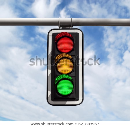 Foto stock: Set Of Traffic Lights With Red Yellow And Green Lights
