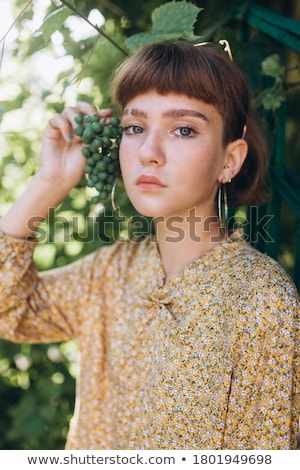 Stok fotoğraf: Beauty Portrait Beautiful Girl In White Dress And Fashionable H