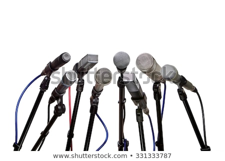 Foto stock: Seminar Preparation With Microphone And Podium