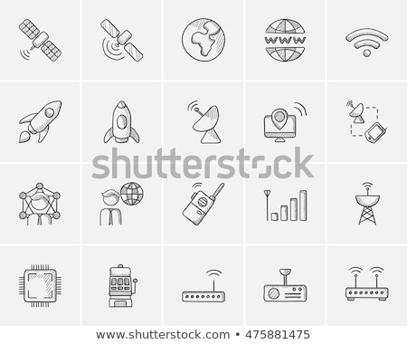 Stockfoto: Navigator And Satellite Dish Sketch Icon