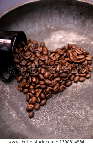 Сток-фото: Heart Pattern Of Heap Roasted Coffee Beans Isolated On White Background