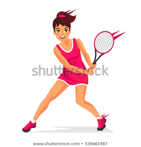 ストックフォト: Beautiful Tennis Player On The Tennis Court Vector Illustration