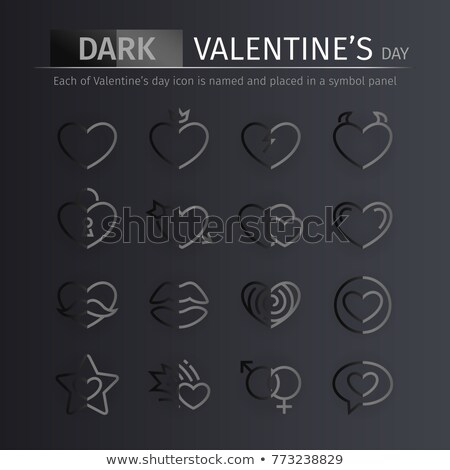 Foto d'archivio: Dark Gloss Valentines Day Icons Set