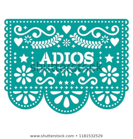 Stockfoto: Goodbye Papel Picado Vector Design Or Greeting Card - Party Garland Paper Cut Out With Flowers And G