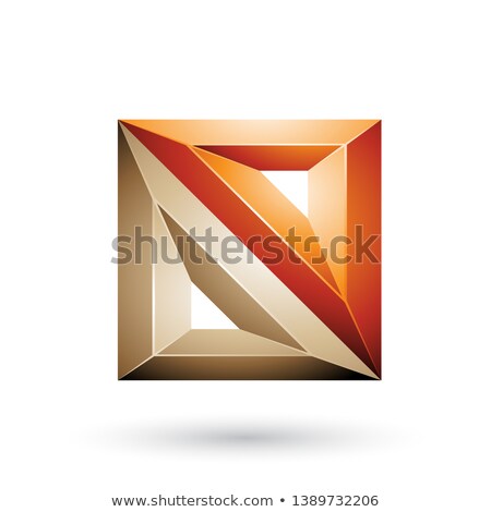 Stok fotoğraf: Orange And Beige 3d Geometrical Embossed Diamond Shape Vector Il