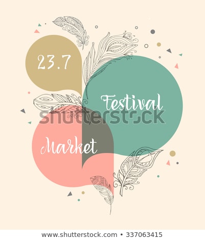 Stock photo: Bohemian Style Poster With Gypsy Colorful Feathers