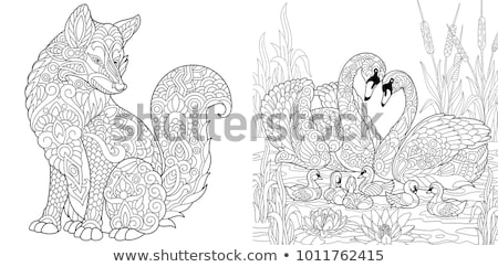 Imagine de stoc: Animal Couple In Love Cartoons Coloring Book Page