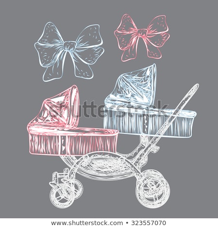 Stock fotó: Two Baby Carriages Vector