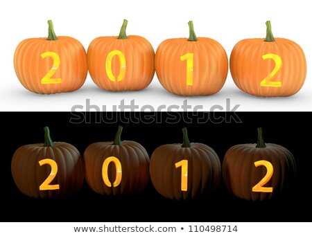 Foto stock: 2012 Text Carved On Pumpkin Jack Lantern