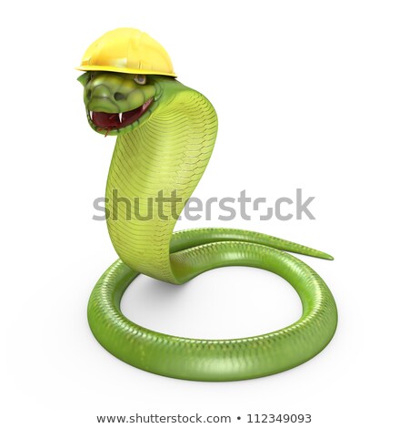 ストックフォト: Green Cobra Bent In A Yellow Helmet