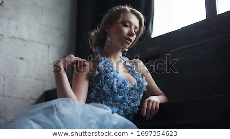 Foto stock: Gorgeous Young Woman In Long Evening Dress In A Forest