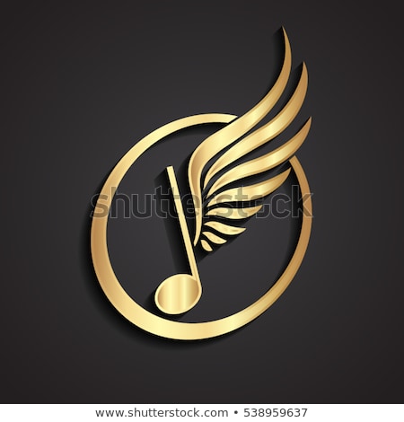 Zdjęcia stock: Music Notes Golden Vector Icon Button