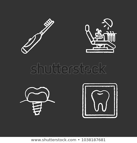 Сток-фото: Tooth Implant Icon Drawn In Chalk