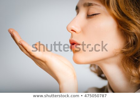 ストックフォト: Cute Lovely Woman In Beautiful Flower Wreath Sending A Kiss