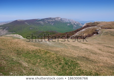 Stok fotoğraf: Beautiful Daylight View To Blue Sea And Green Mountains