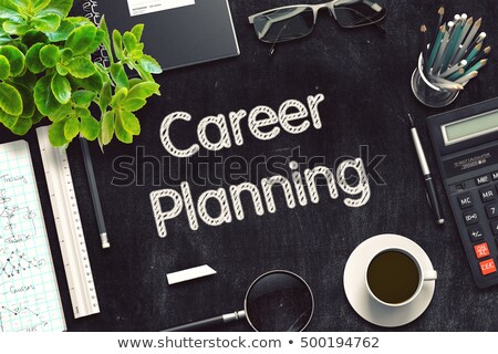 ストックフォト: Black Chalkboard With Career Planning 3d Rendering