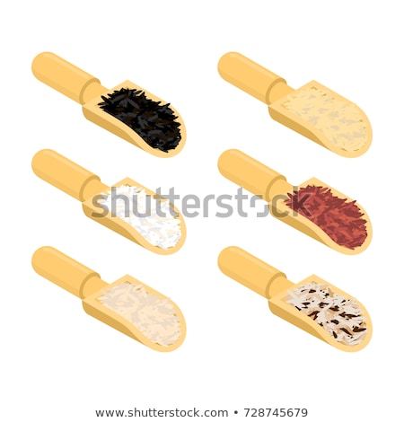 Oat In Wooden Scoop Isolated Groats In Wood Shovel Grain On Wh Foto stock © MaryValery