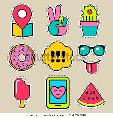 Stockfoto: Pop Art Fashion Chic Patches Pins Badges And Stickers Vector