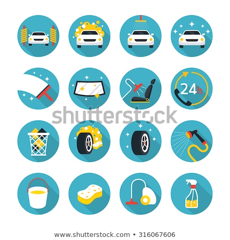 Сток-фото: Car Wash Flat Icons Set