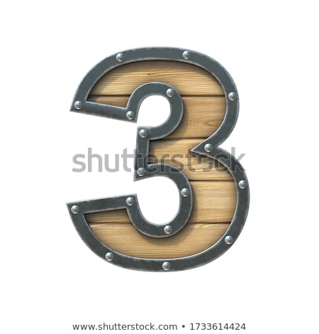 Stok fotoğraf: Rusty Metal Font Number 3 Three 3d