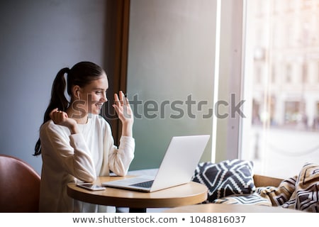 Stockfoto: Teenage Girl With Notebook At Coffee Shop Or Cafe