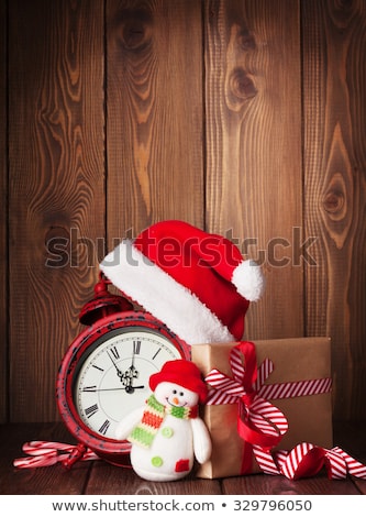 Stock fotó: Christmas Gift Box And Alarm Clock