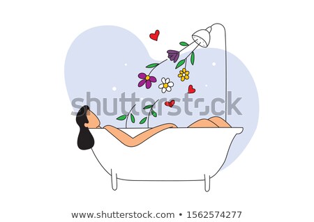 Сток-фото: Beautiful Girl In Bath And Roses Vector Illustration
