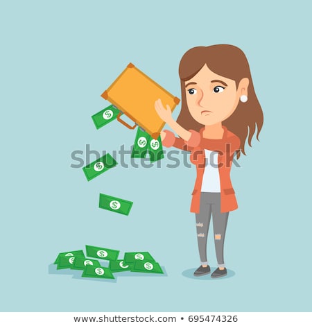 ストックフォト: Bankrupt Shaking Out Money From Her Briefcase