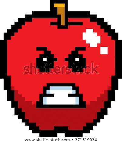 ストックフォト: Angry 8 Bit Cartoon Apple