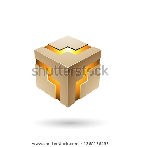 [[stock_photo]]: Beige Bold Zigzag Cube Vector Illustration