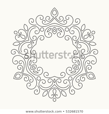 Stock fotó: Filigree Heraldry Leaf Pattern Floral Border Frame