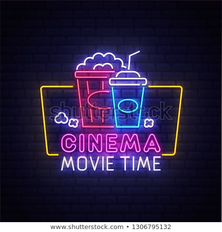 Сток-фото: Cinema And Movie Time Neon Signboard