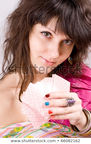Stock foto: Soothsayer With Scrying Cards