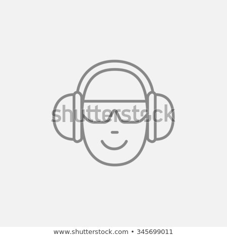 Foto d'archivio: Head With Headphone And Sunglasses Thin Line Icon