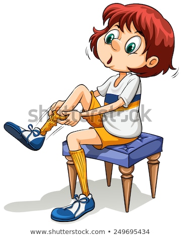 [[stock_photo]]: A Girl Pulling Her Sock